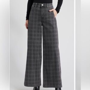 Wit & Wisdom Charcoal Checkered Wide-Leg Pants 18P